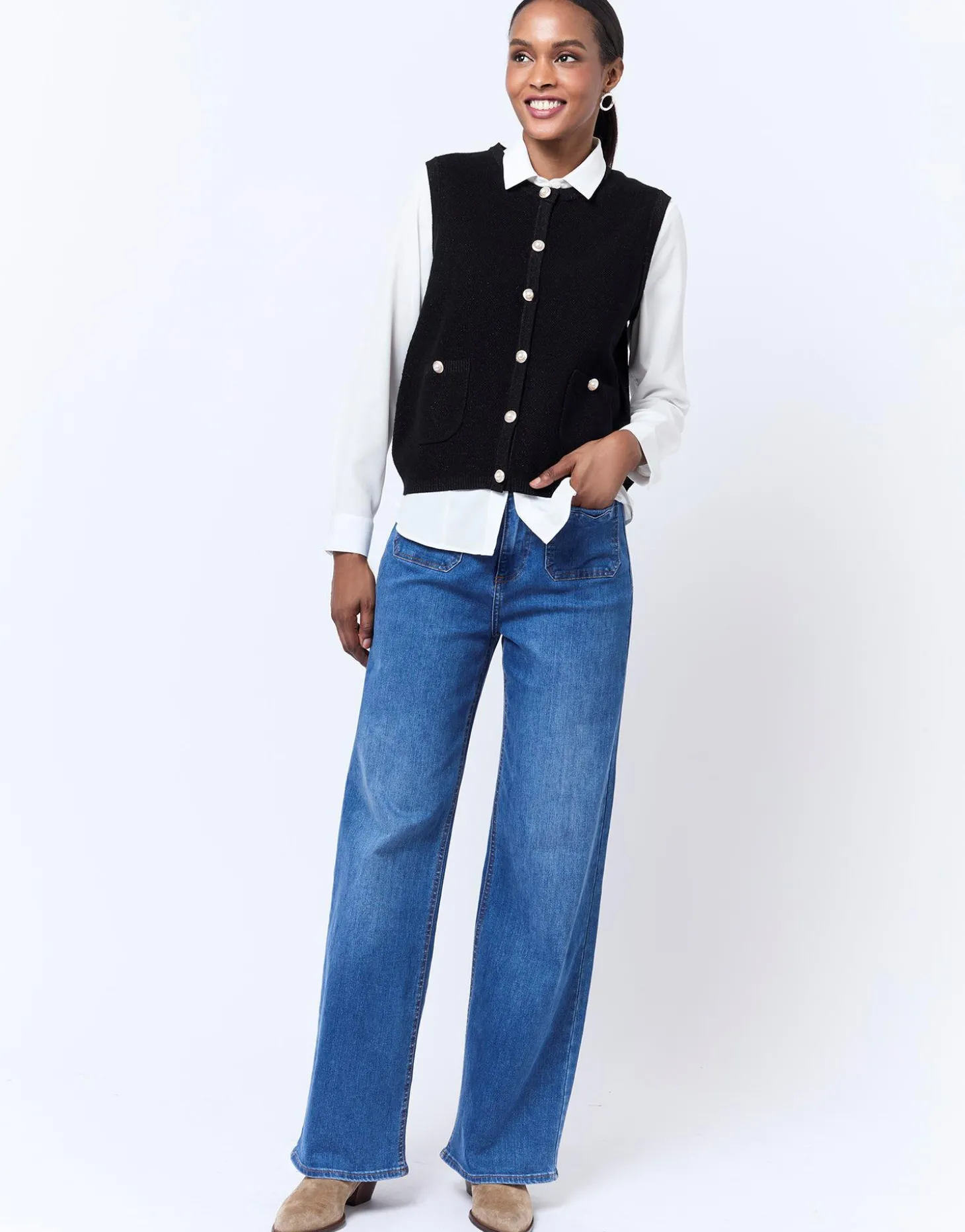 Gilet court uni NOIR Femme