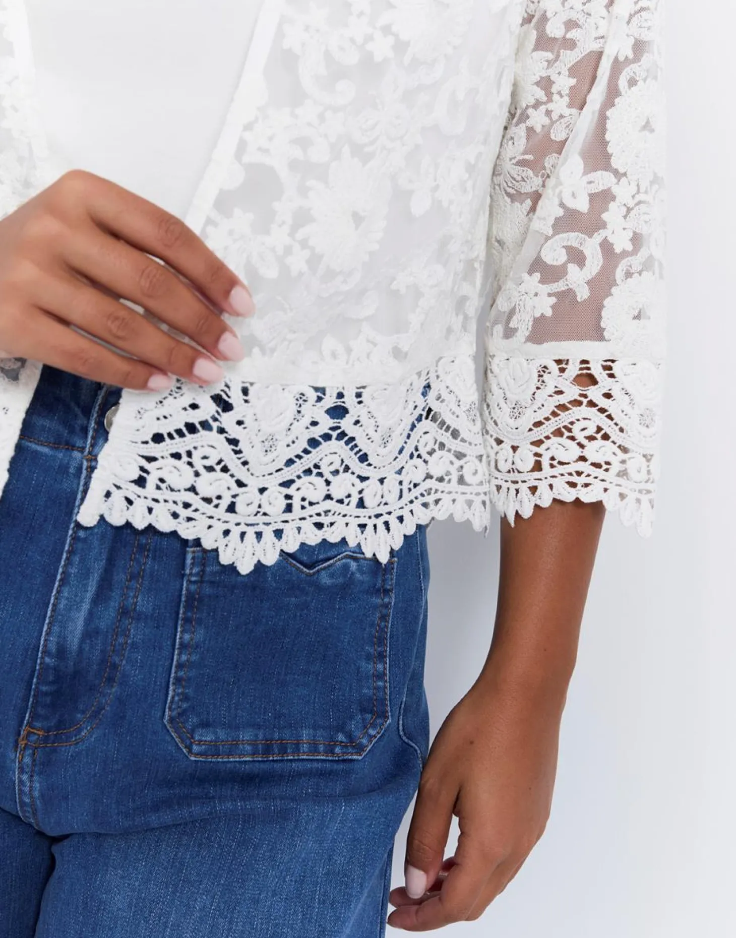 Gilet manches 3/4 uni BLANC Femme