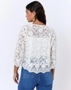 Gilet manches 3/4 uni BLANC Femme