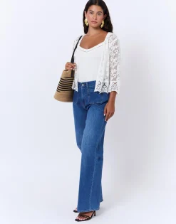 Gilet manches 3/4 uni BLANC Femme