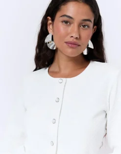 Gilet manches 3/4 uni BLANC Femme