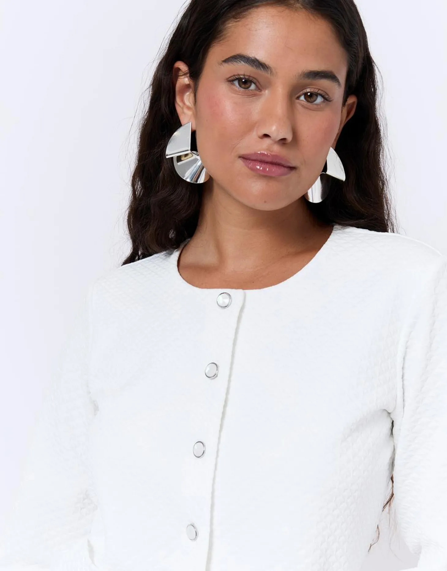 Gilet manches 3/4 uni BLANC Femme