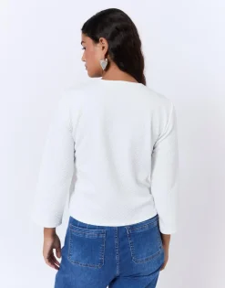 Gilet manches 3/4 uni BLANC Femme