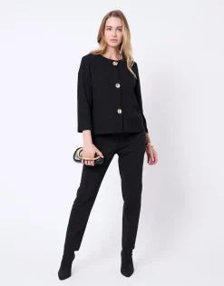 Gilet manches longues uni NOIR Femme