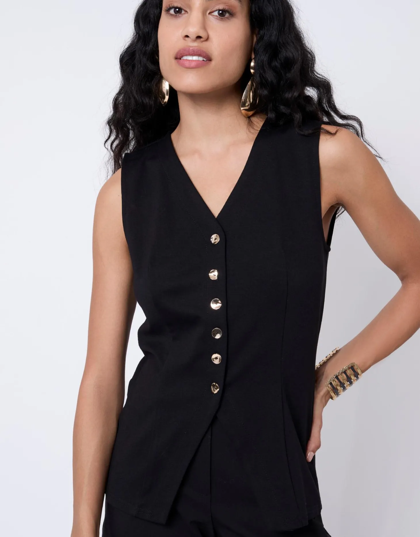 Gilet sans manches uni NOIR Femme