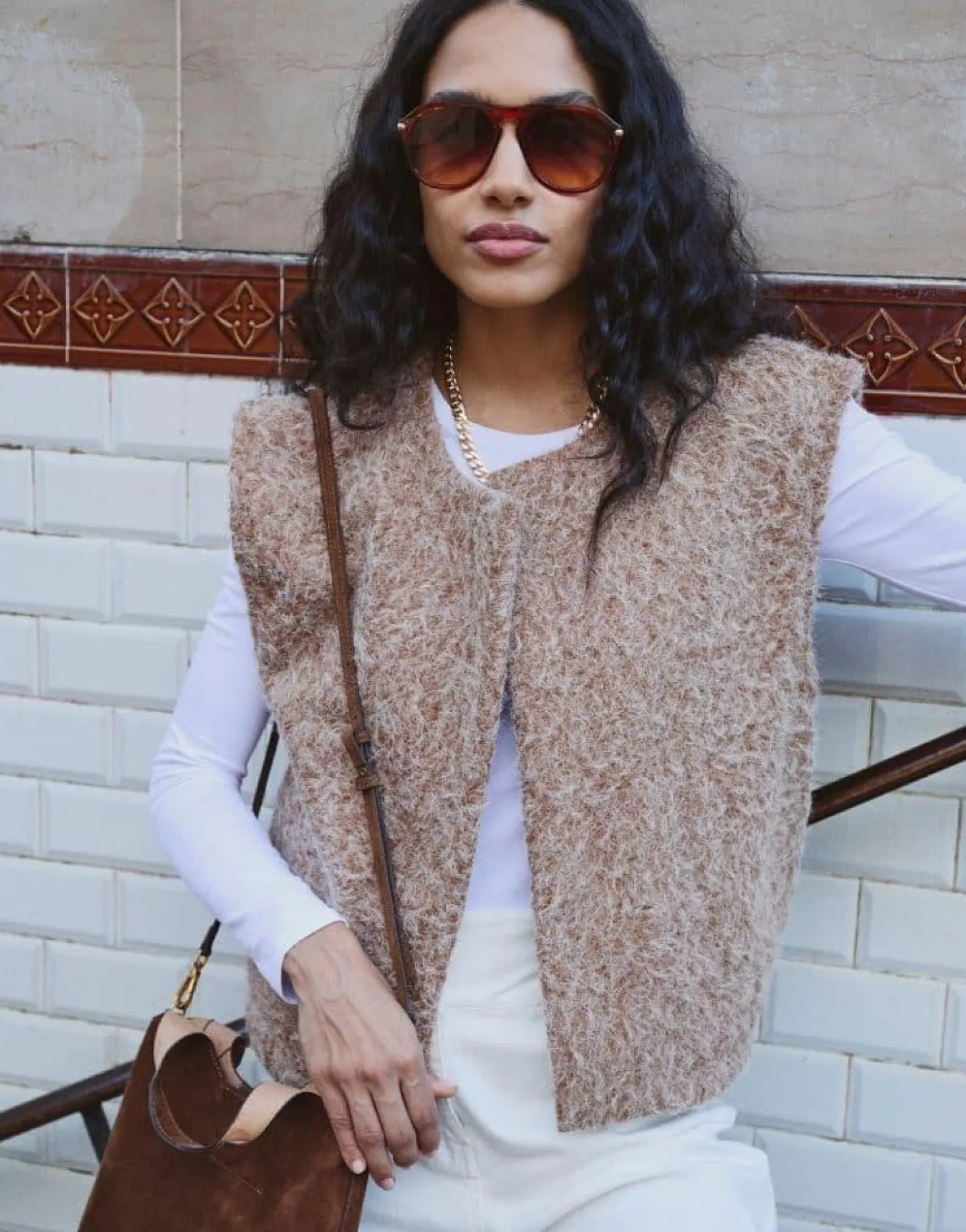 Gilet uni CAMEL Femme