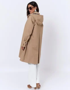 Imperméable mi-long uni BEIGE Femme