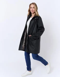 Imperméable mi-long uni NOIR Femme