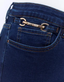 Jean 7/8 en denim MARINE Femme