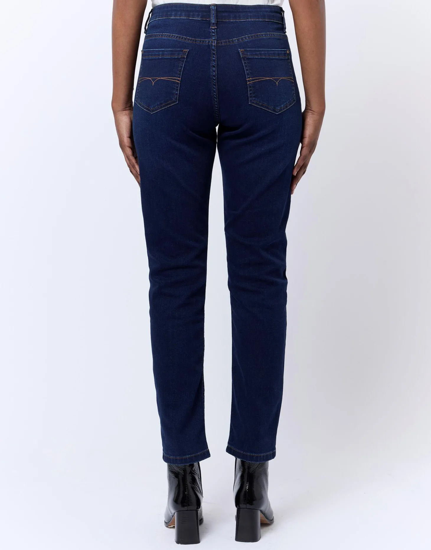 Jean 7/8 en denim MARINE Femme
