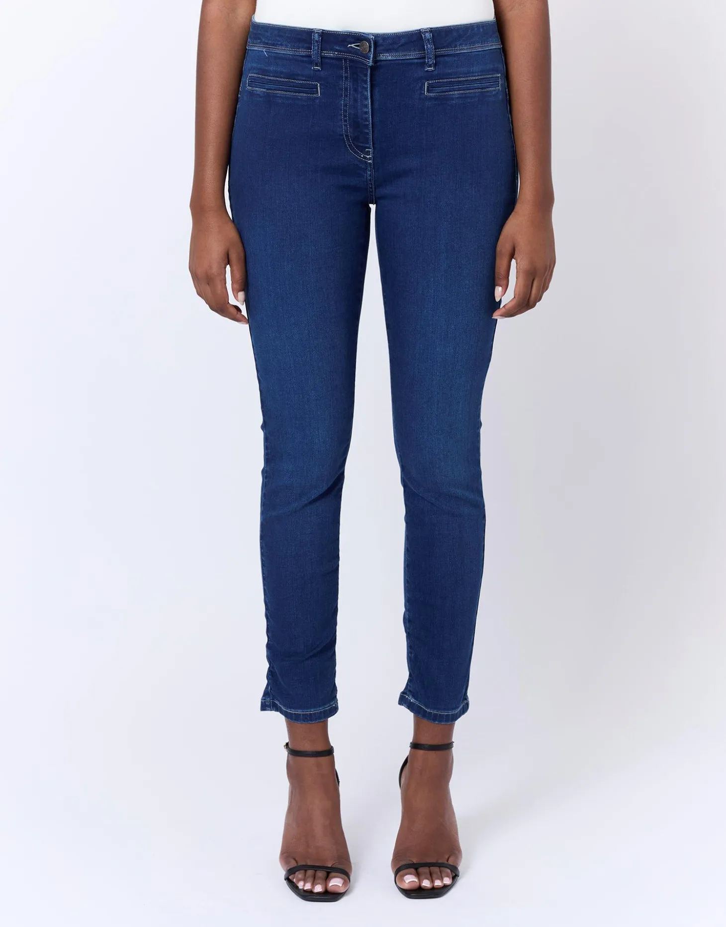 Jean 7/8 slim en denim BLEU Femme