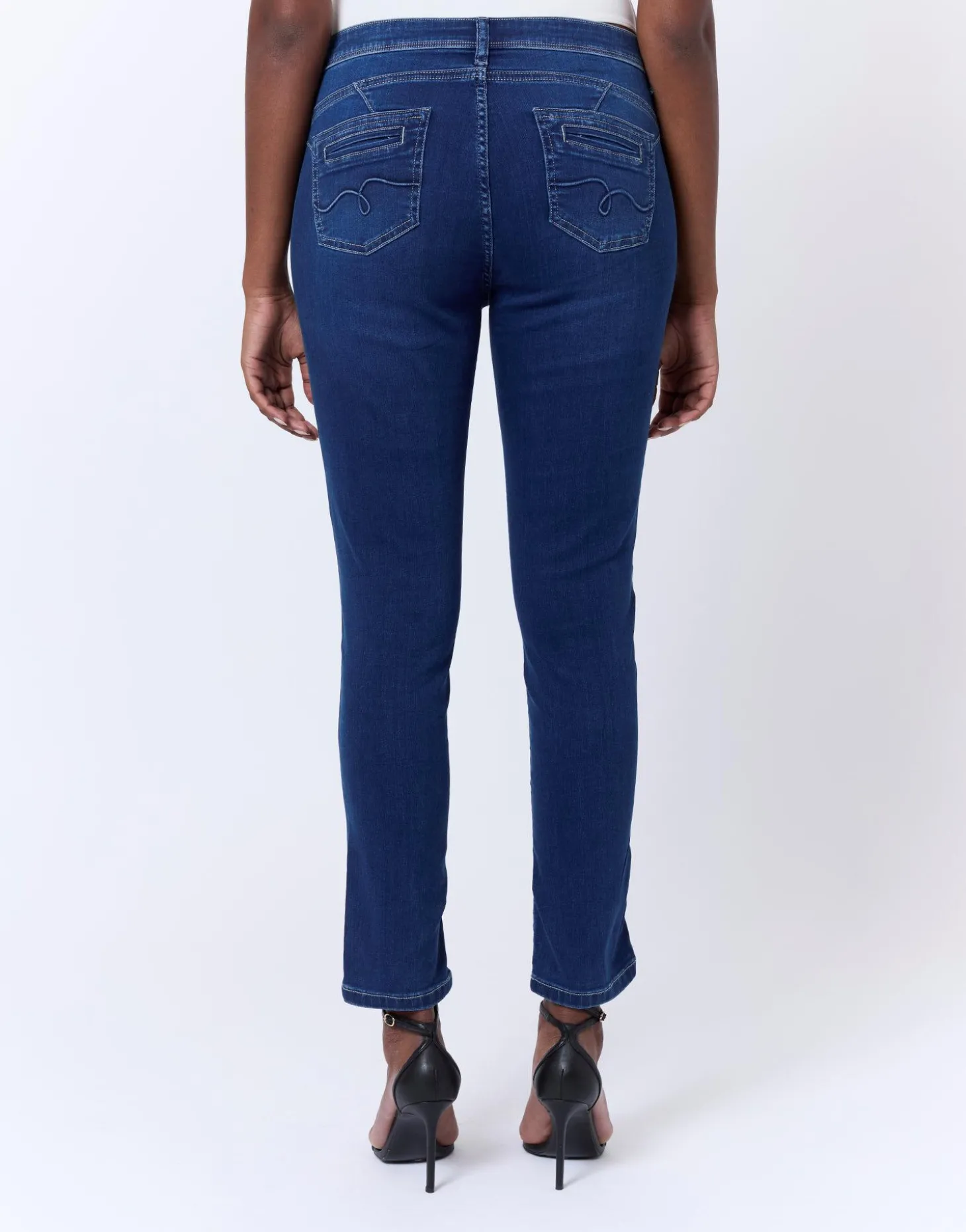 Jean 7/8 slim en denim BLEU Femme