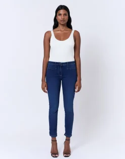 Jean 7/8 slim en denim BLEU Femme