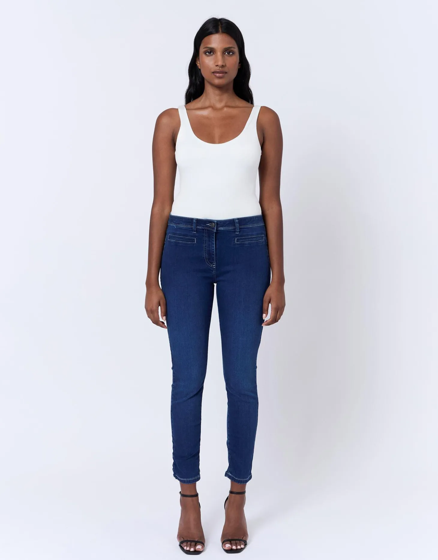 Jean 7/8 slim en denim BLEU Femme