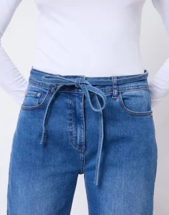 Jean cropped en denim BLEU CLAIR Femme