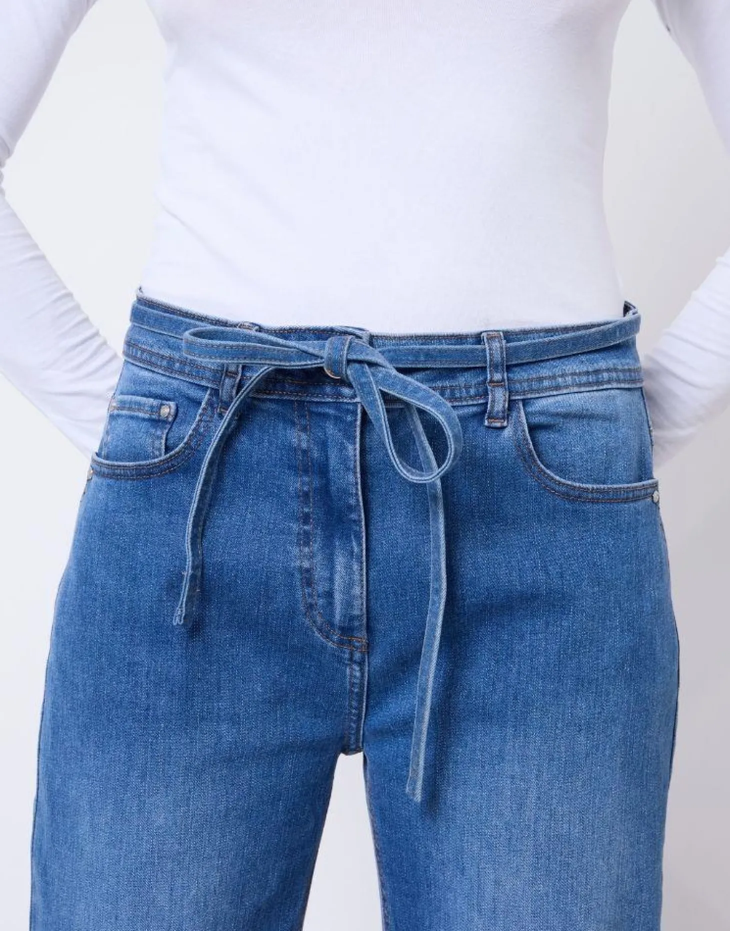 Jean cropped en denim BLEU CLAIR Femme