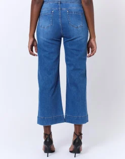 Jean cropped en denim BLEU CLAIR Femme