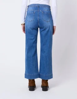 Jean cropped en denim BLEU CLAIR Femme