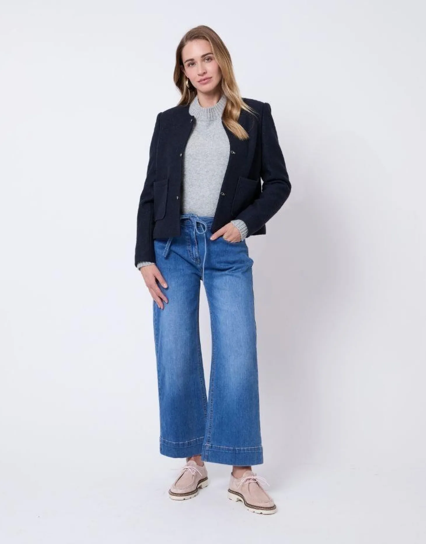 Jean cropped en denim BLEU CLAIR Femme