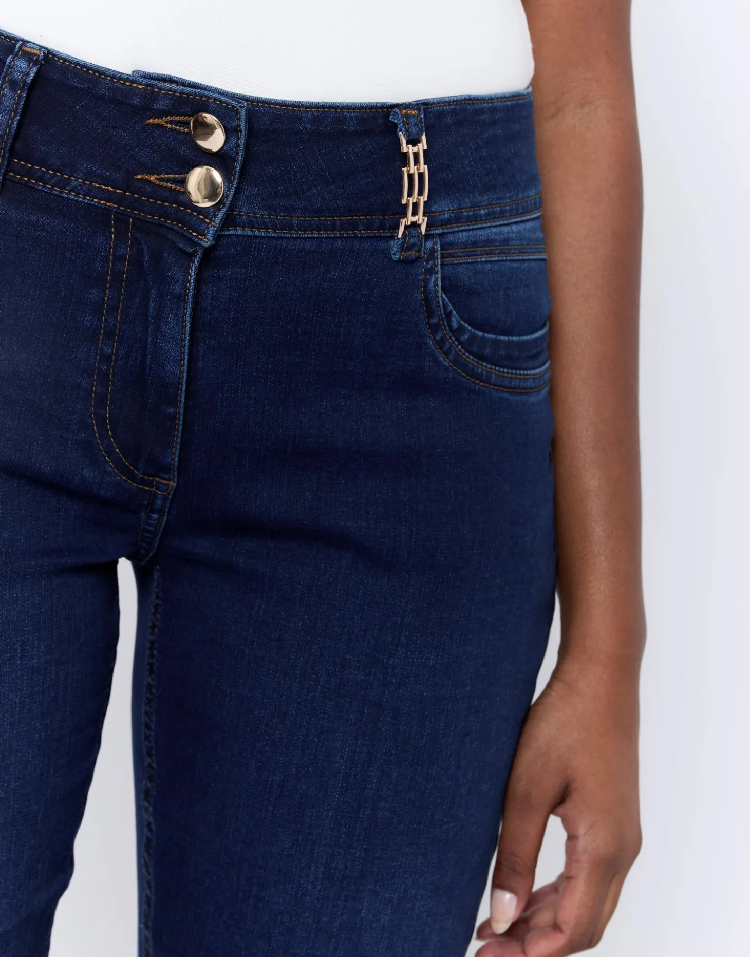 Jean long droit en denim MARINE Femme