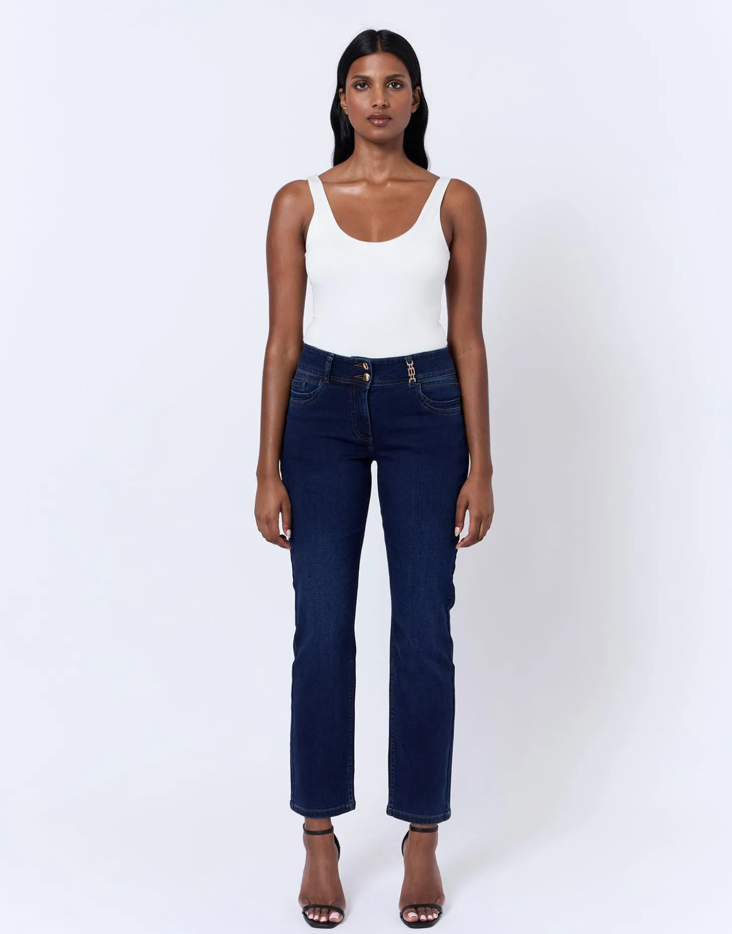 Jean long droit en denim MARINE Femme