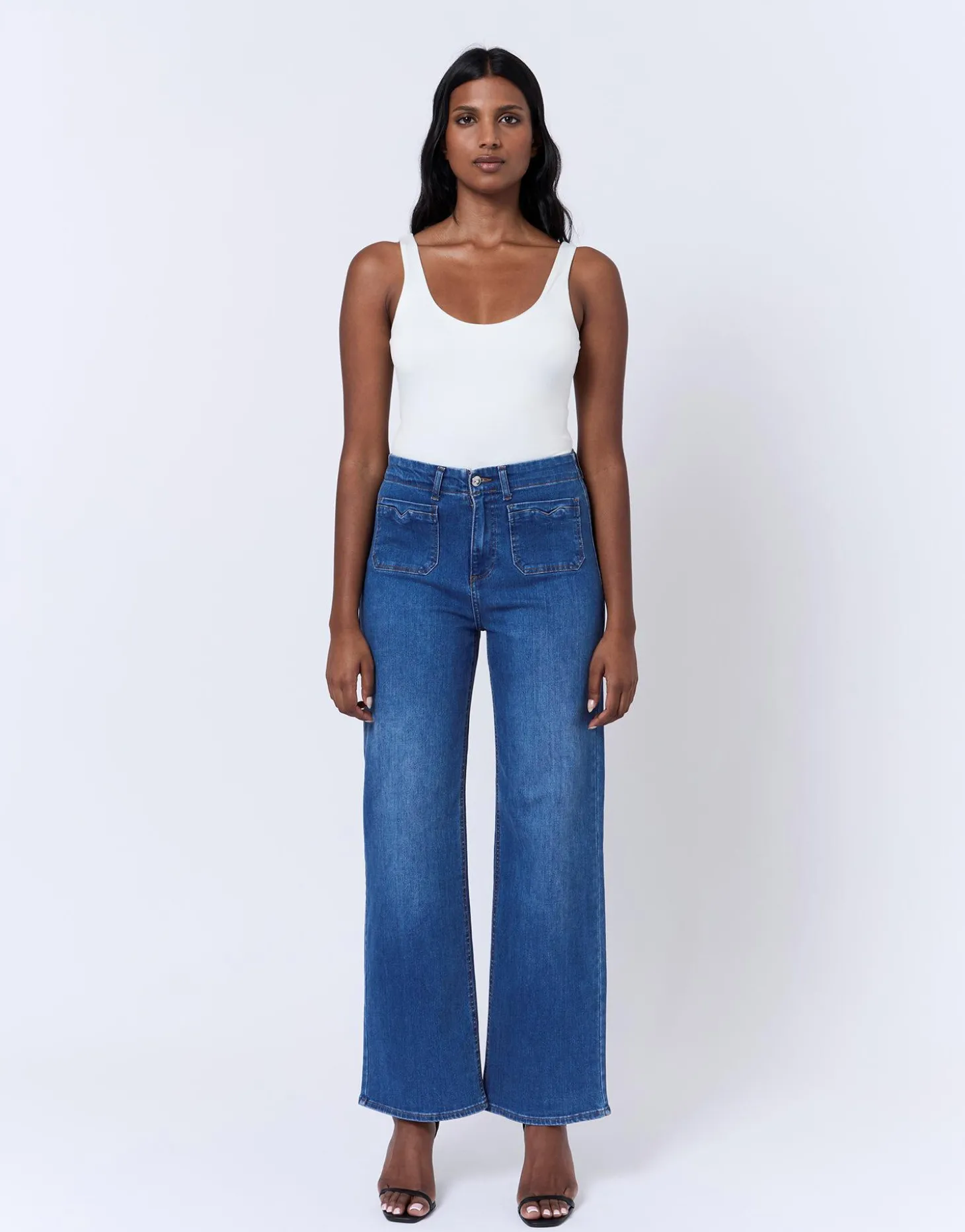 Jean long en denim BLEU CLAIR Femme