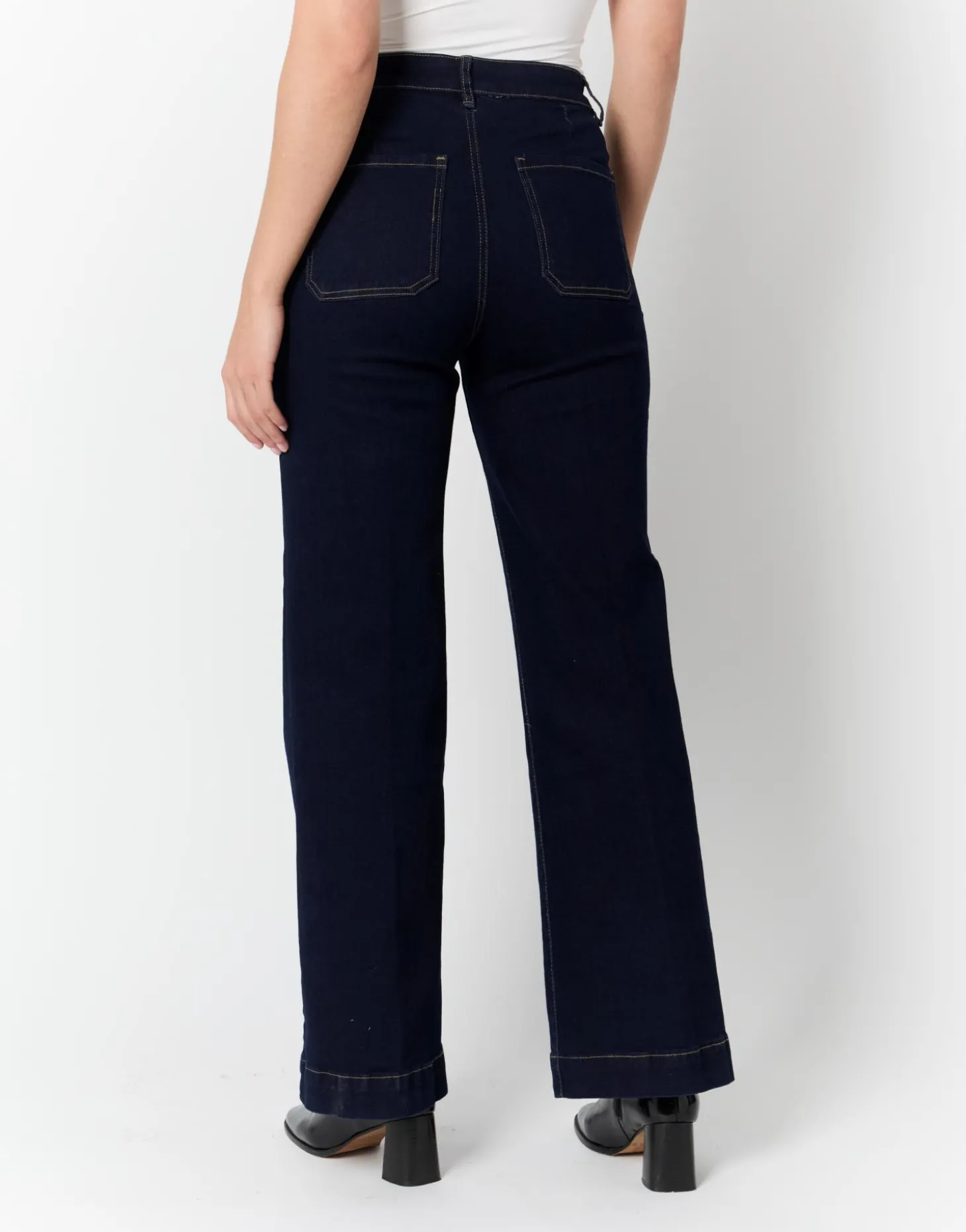 Jean long large MARINE Femme
