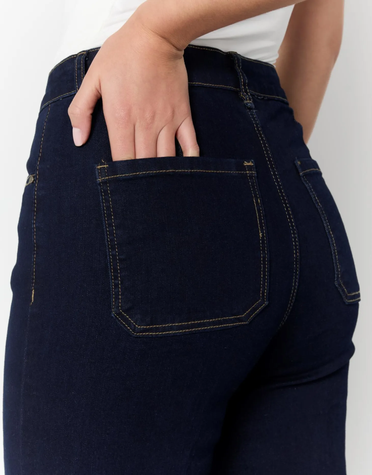 Jean long large MARINE Femme