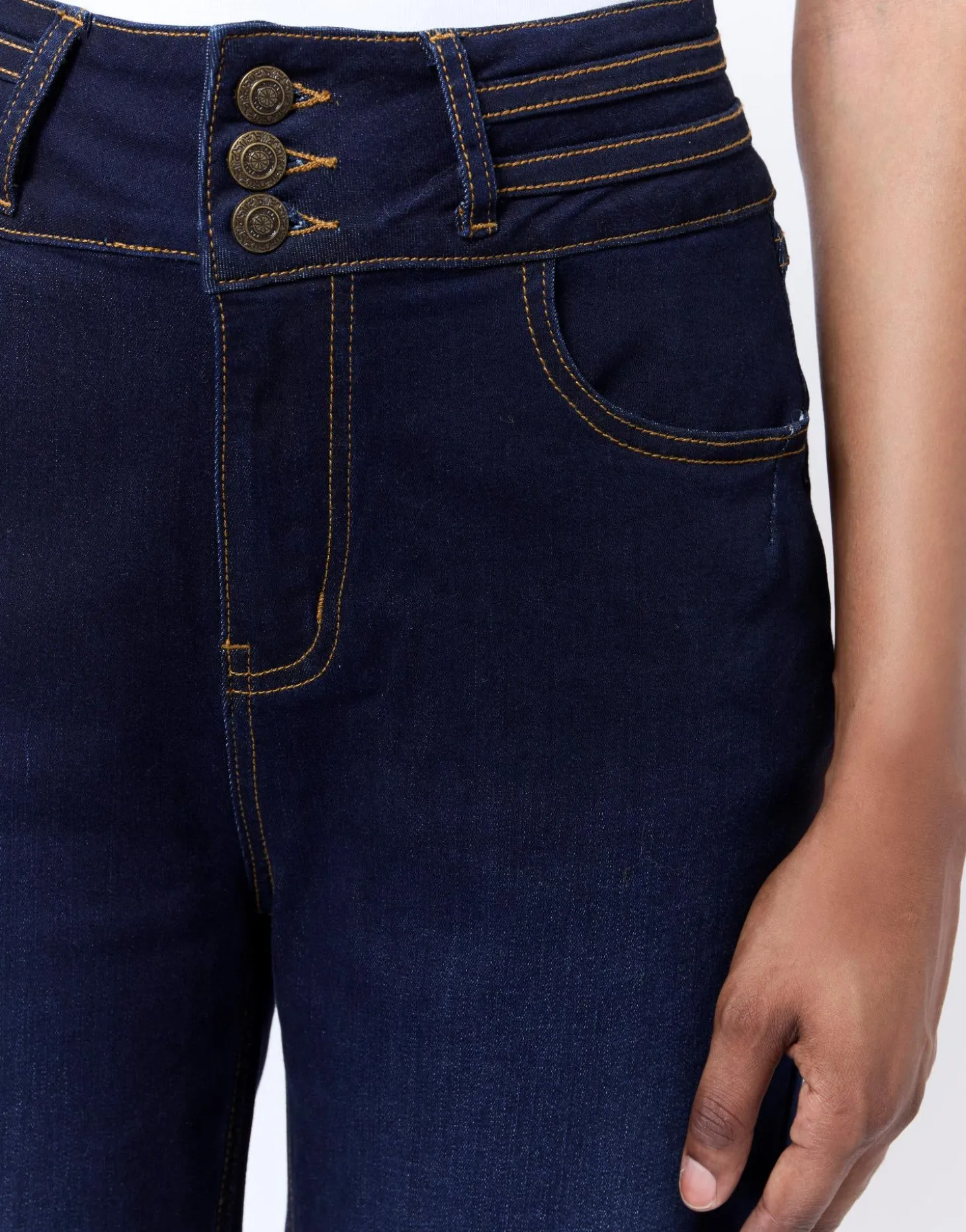 Jean long large MARINE Femme
