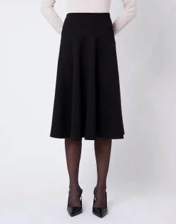 Jupe midi unie NOIR