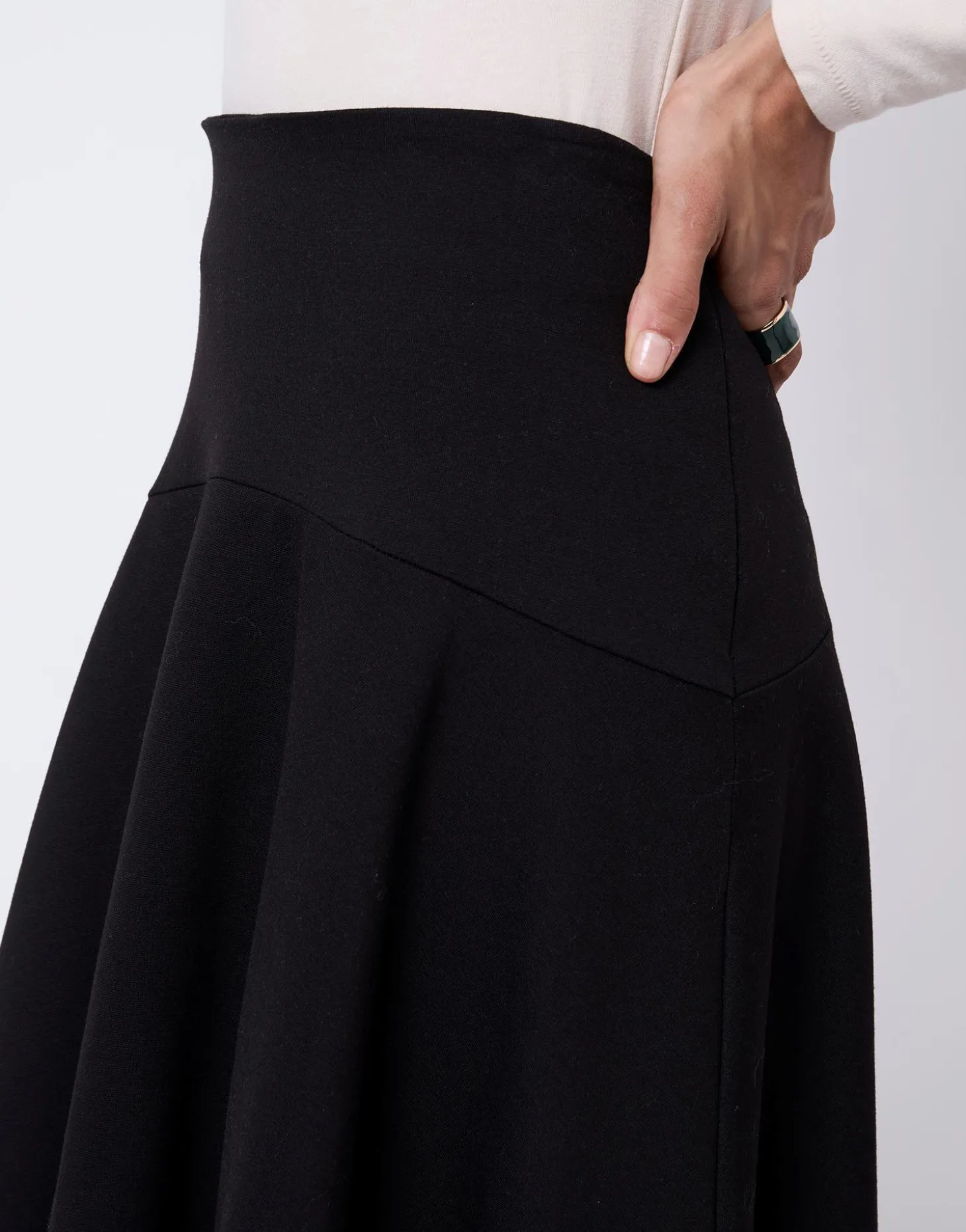 Jupe midi unie NOIR