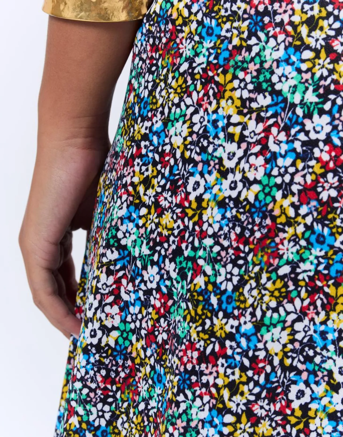 Jupe midi évasée imprimé à fleurs MULTICOLORE