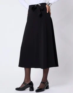 Jupe midi évasée unie NOIR