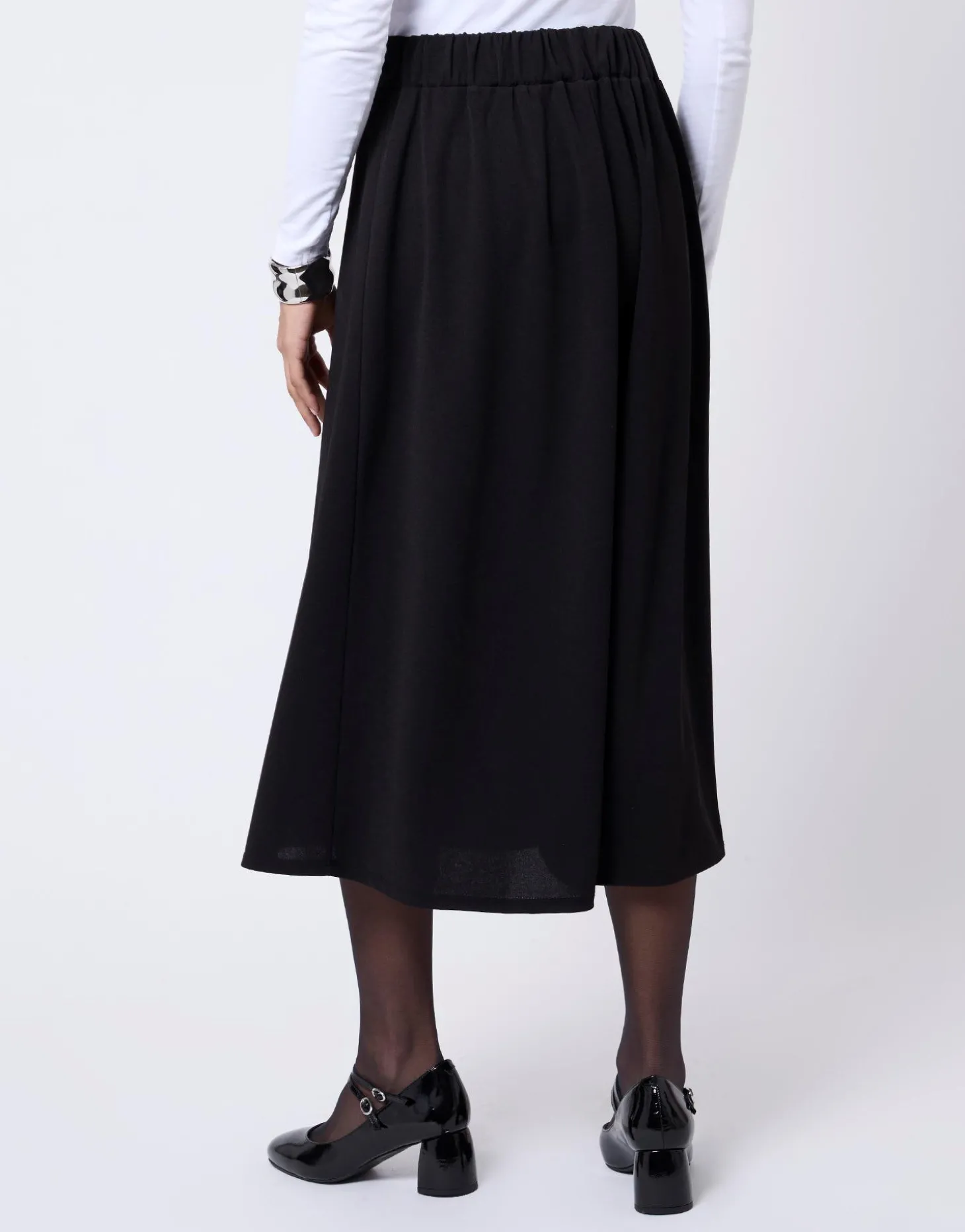 Jupe midi évasée unie NOIR