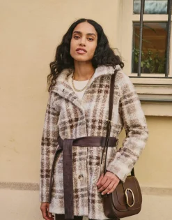 Manteau à carreaux BEIGE Femme
