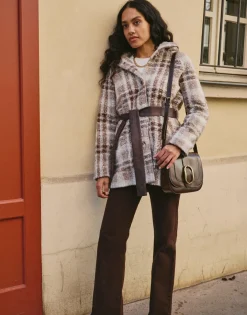 Manteau à carreaux BEIGE Femme