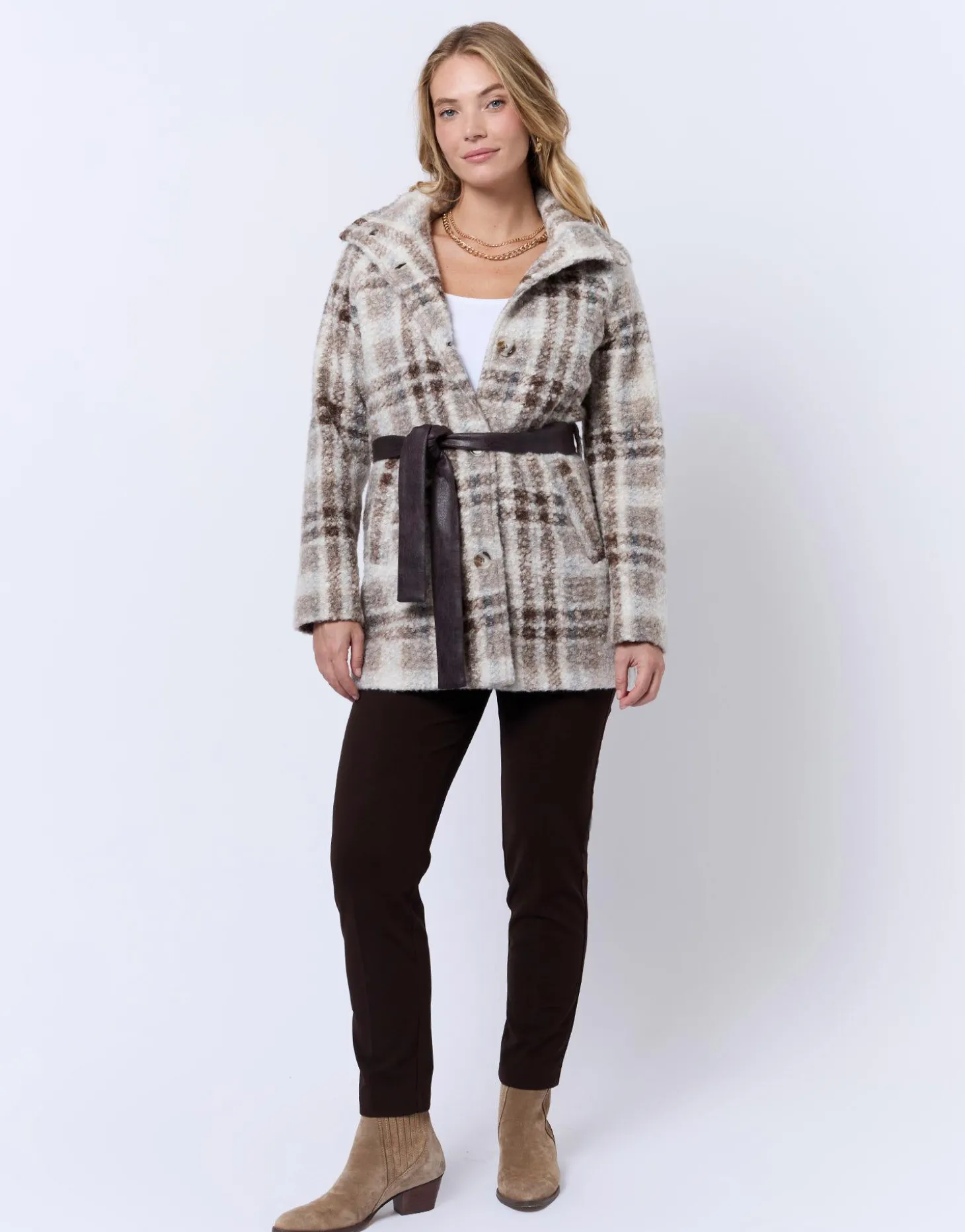Manteau à carreaux BEIGE Femme