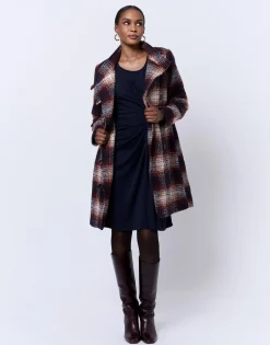 Manteau à carreaux BORDEAUX Femme