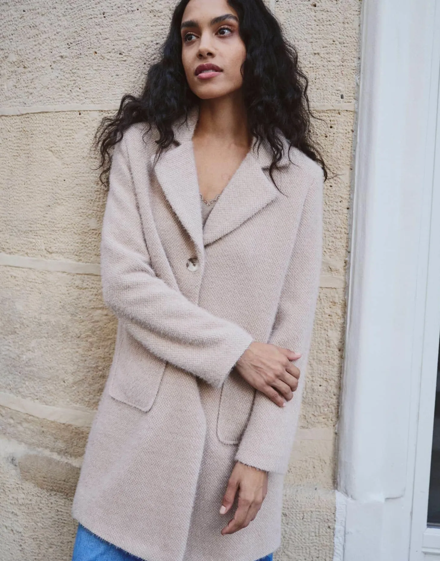 Manteau uni BEIGE Femme