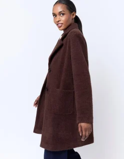 Manteau uni MARRON Femme