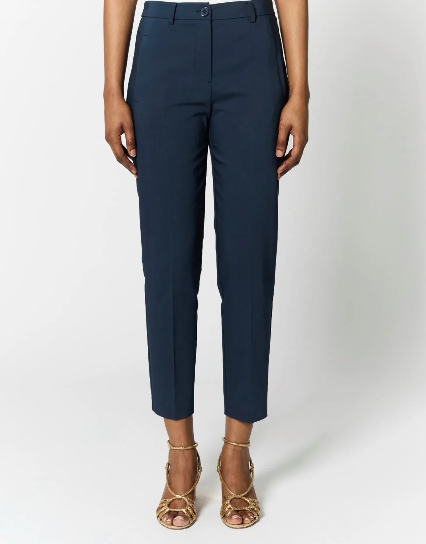 Pantalon 7/8 cigarette uni MARINE Femme