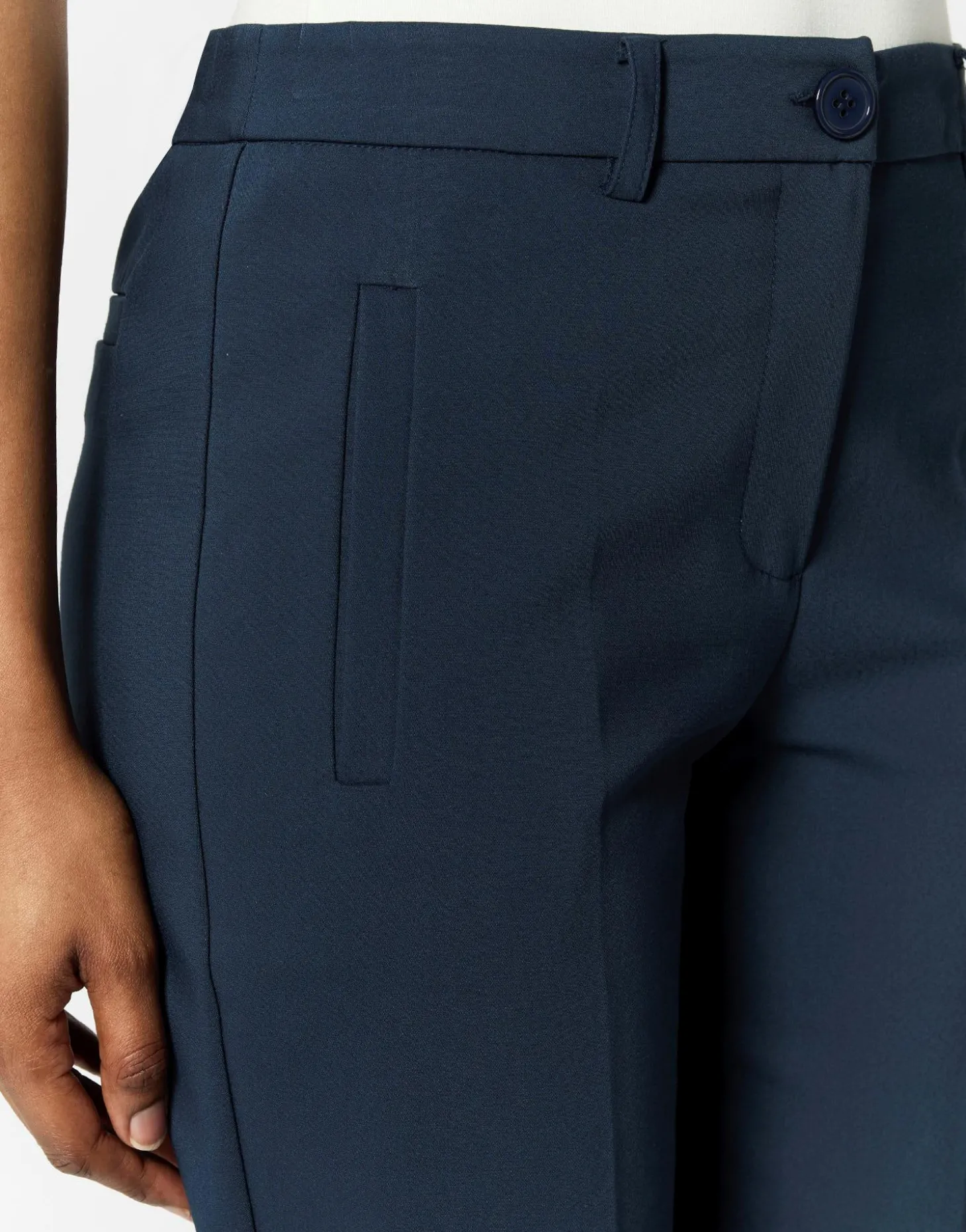 Pantalon 7/8 cigarette uni MARINE Femme