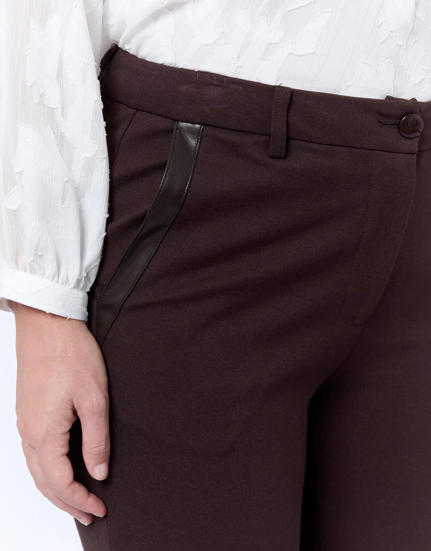 Pantalon 7/8 cigarette uni MARRON Femme