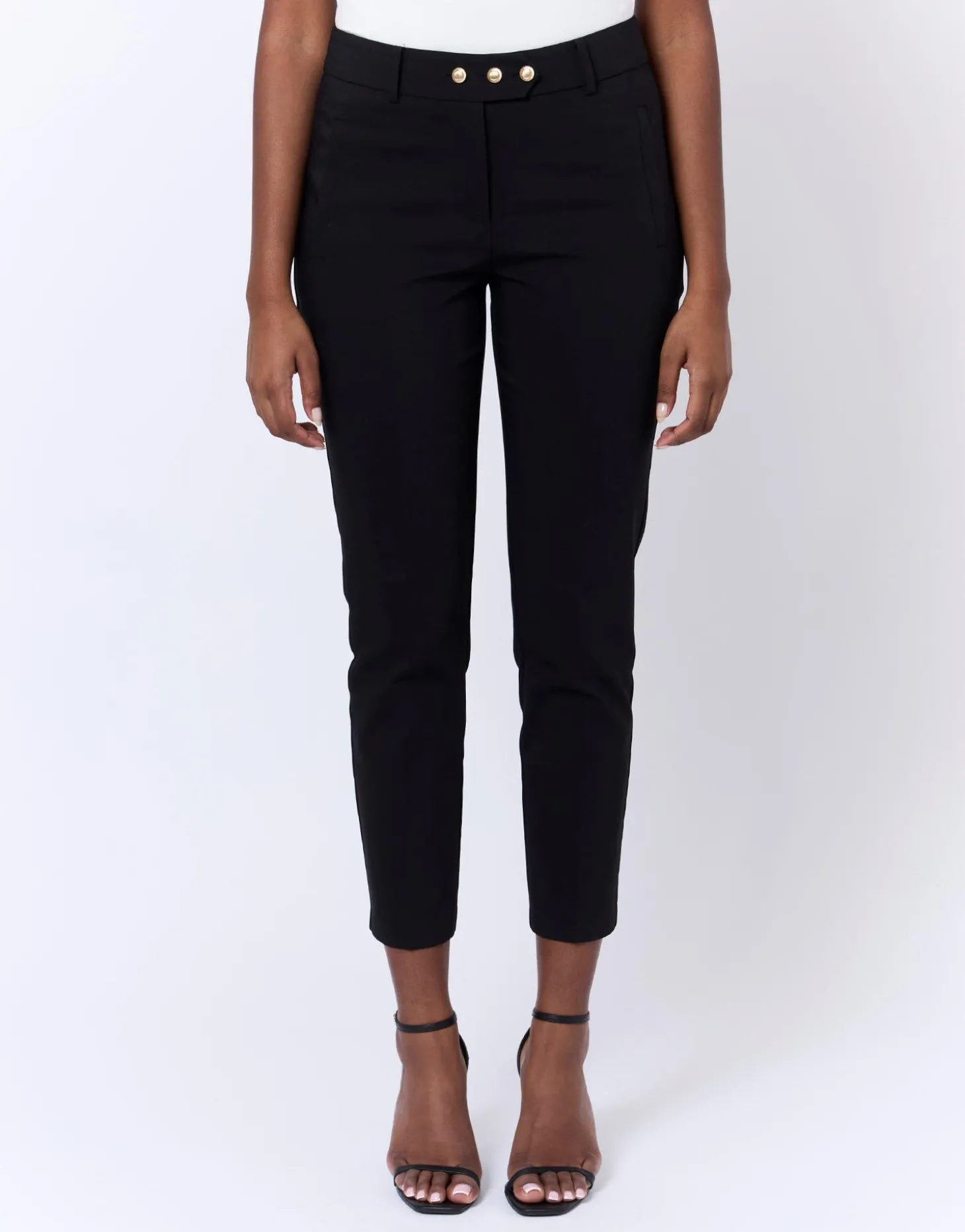 Pantalon 7/8 cigarette uni NOIR Femme