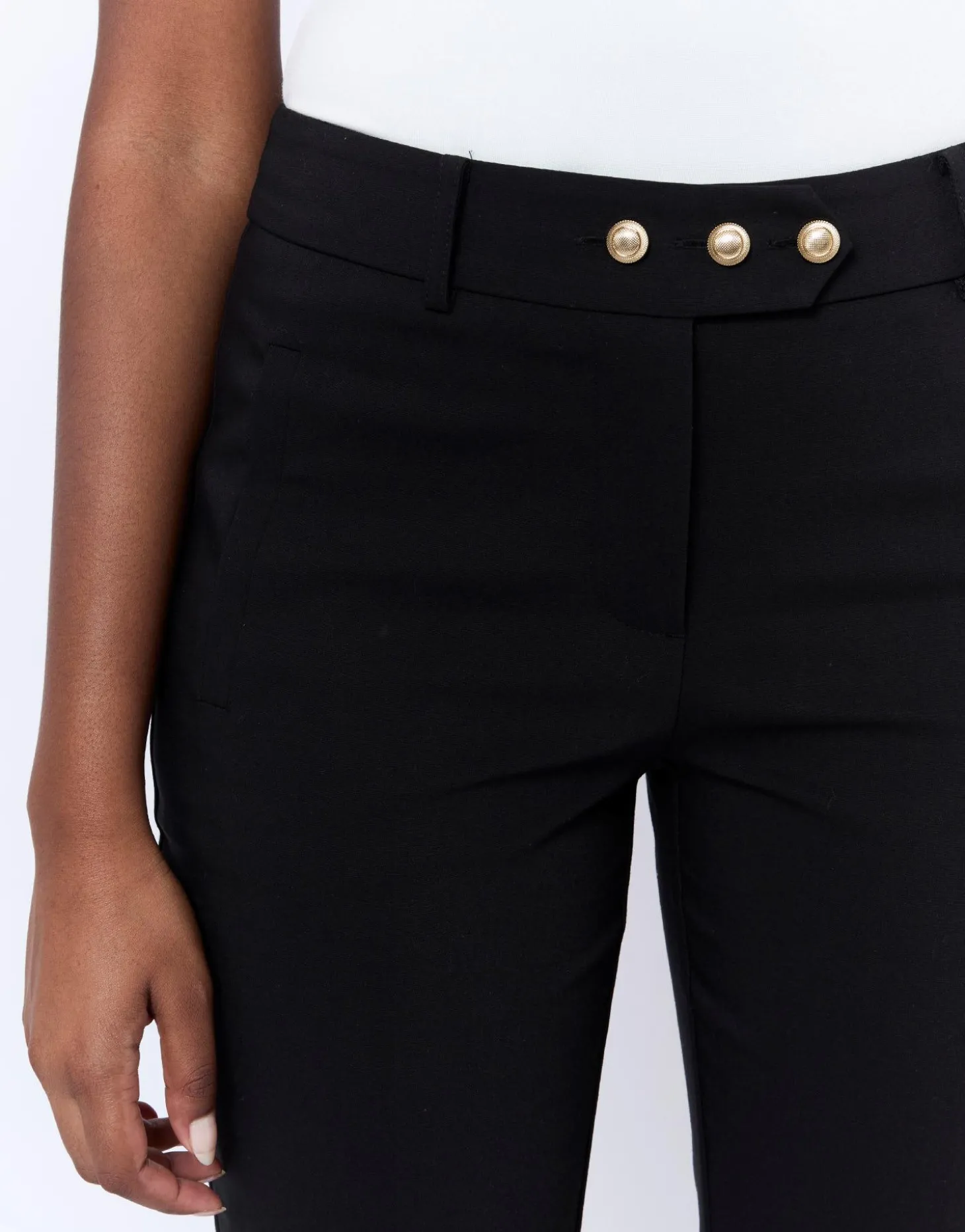 Pantalon 7/8 cigarette uni NOIR Femme