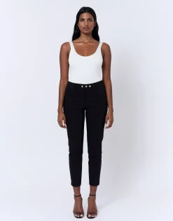 Pantalon 7/8 cigarette uni NOIR Femme