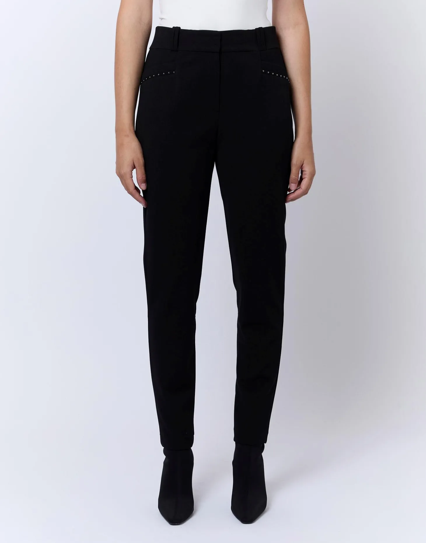 Pantalon 7/8 cigarette uni NOIR Femme