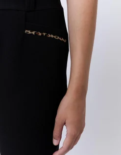 Pantalon 7/8 cigarette uni NOIR Femme