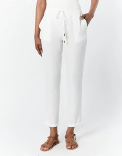 Pantalon 7/8 fuselé uni BLANC Femme
