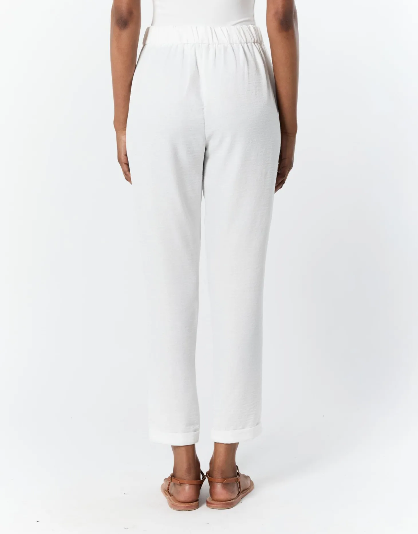 Pantalon 7/8 fuselé uni BLANC Femme